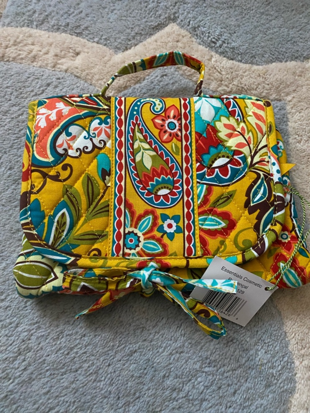 Vera Bradley Provincial Quilted Yellow Floral Paisley Cosmetic Bag